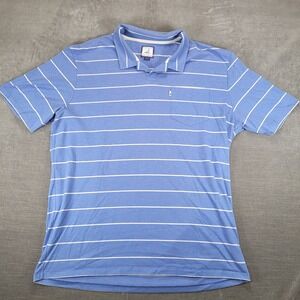 Johnnie-O Mens XL Blue White Striped Short Sleeve Pocket Polo Shirt Santa Monica
